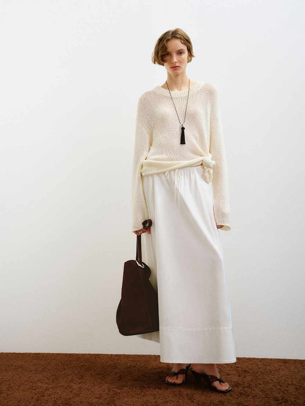 Reformation Elliot Boucle crew- M- NWT- ivory- fior di latte